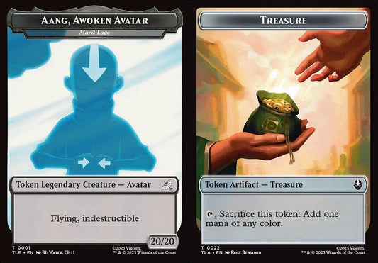 Aang, Awoken Avatar [Marit Lage] (0001) // Treasure (0022) Double-Sided Token (TTLE) - Foil