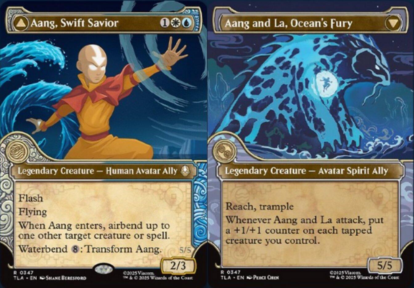 Aang, Swift Savior // Aang and La, Ocean's Fury (0347) (Elemental Frame) (TLA) - Foil