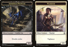 Adorned Pouncer (001) // Warrior (017) Double-Sided Token