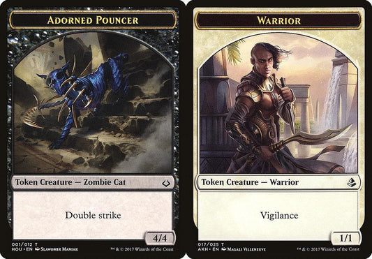 Adorned Pouncer (001) // Warrior (017) Double-Sided Token