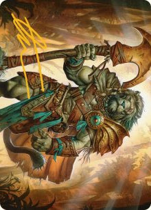 Ajani, Outland Chaperone (28/54) Art Card (AECL) - Gold-Stamped Signature