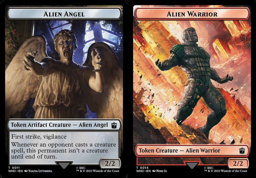 Alien Angel (0011) // Alien Warrior (0014) Double-Sided Token - Foil
