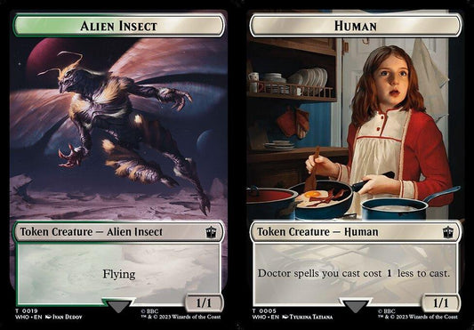 Alien Insect (0019) // Human (0005) Double-Sided Token - Foil
