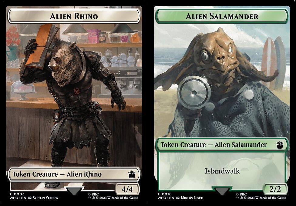 Alien Rhino (0003) // Alien Salamander (0016) Double-Sided Token - Foil
