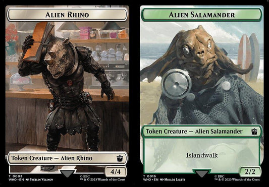Alien Rhino (0003) // Alien Salamander (0016) Double-Sided Token - Foil