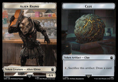 Alien Rhino (0003) // Clue (0021) Double-Sided Token - Foil