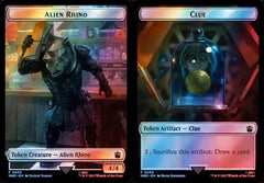 Alien Rhino (0035) // Clue (0055) Double-Sided Token - Surge Foil