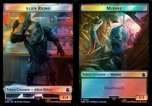 Alien Rhino (0035) // Mutant (0050) Double-Sided Token - Surge Foil