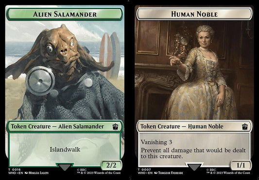 Alien Salamander (0016) // Human Noble (0007) Double-Sided Token - Foil
