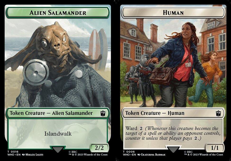 Alien Salamander (0016) // Human (0006) Double-Sided Token - Foil
