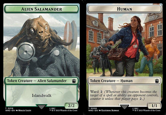 Alien Salamander (0016) // Human (0006) Double-Sided Token - Foil
