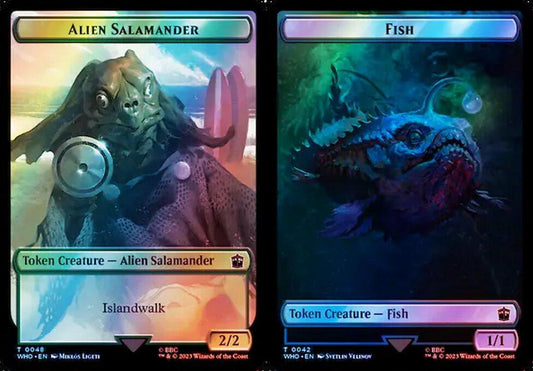 Alien Salamander (0048) // Fish (0042) Double-Sided Token  - Surge Foil