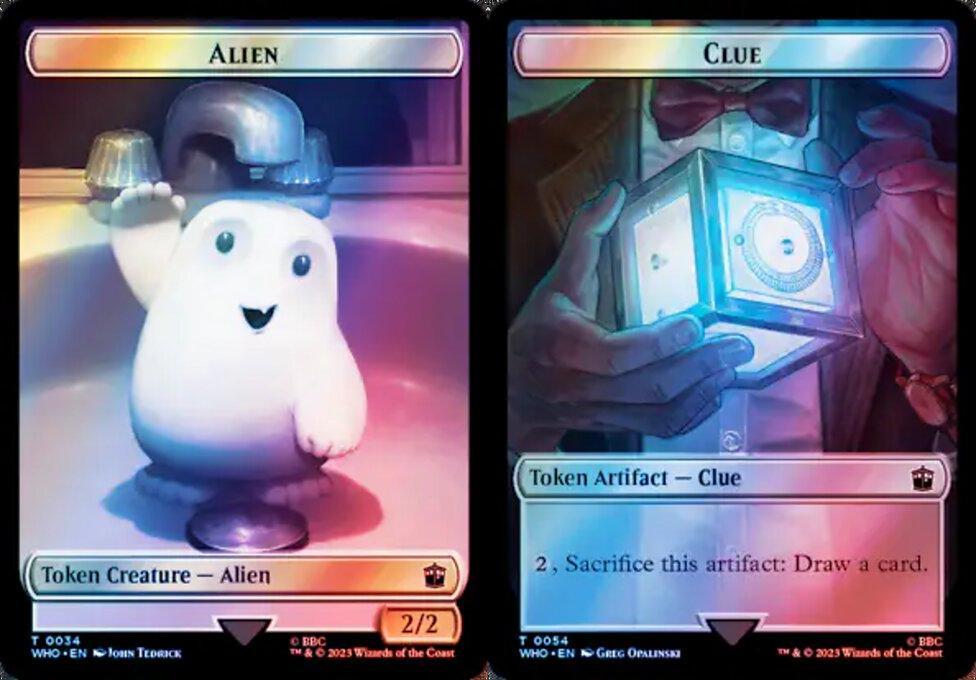 Alien (0034) // Clue (0054) Double-Sided Token - Surge Foil