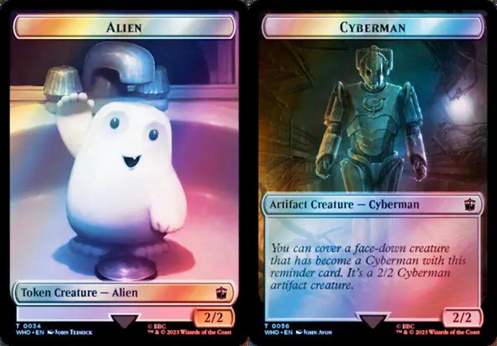 Alien (0034) // Cyberman (0056) Double-Sided Token - Surge Foil