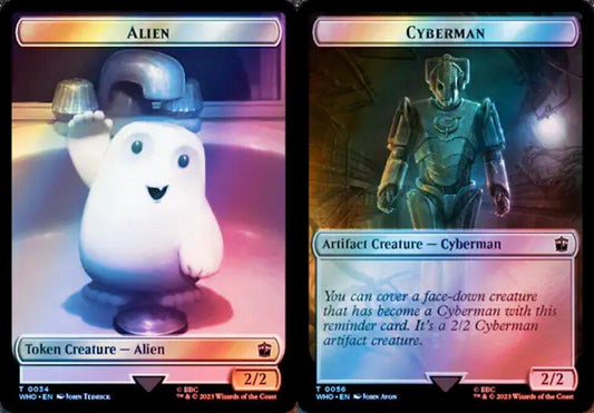 Alien (0034) // Cyberman (0056) Double-Sided Token - Surge Foil
