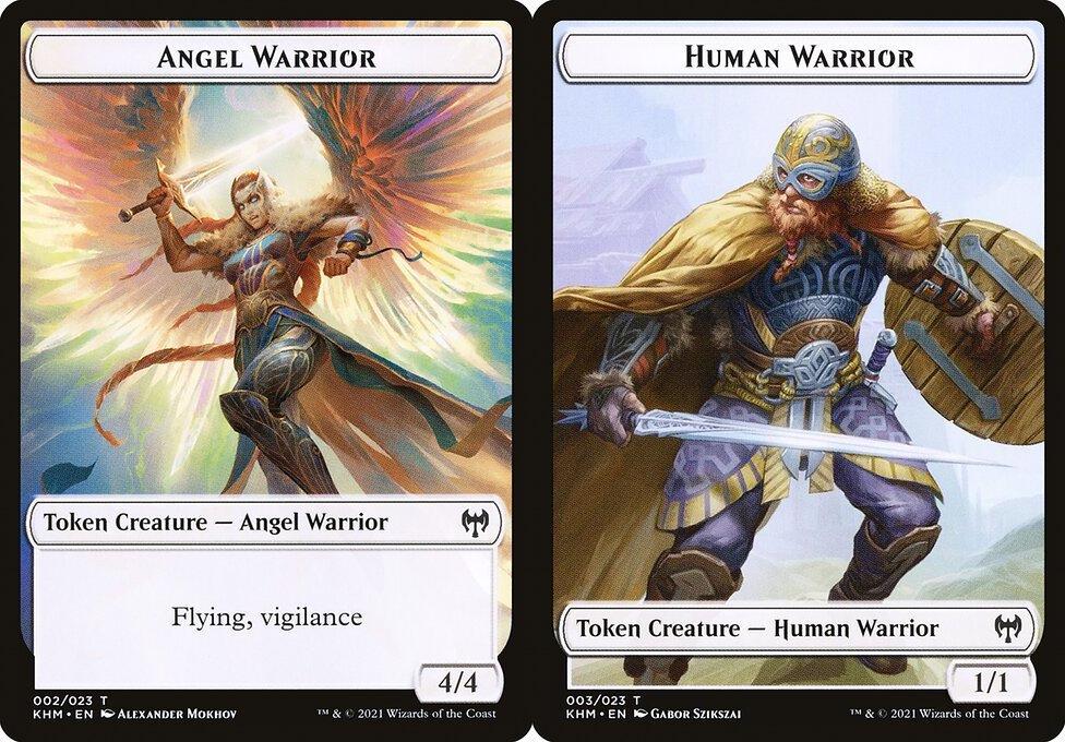 Angel Warrior (002) // Human Warrior (003) Double-Sided Token - Foil
