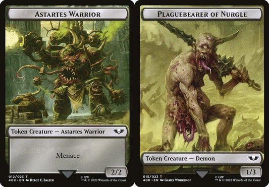 Astartes Warrior (012) // Plaguebearer of Nurgle (015) Double-Sided Token - Surge Foil