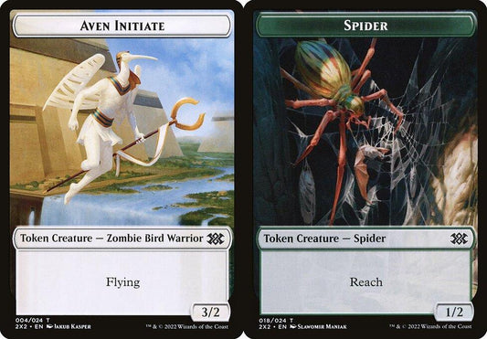 Aven Initiate (004) // Spider (018) Double-Sided Token - Foil