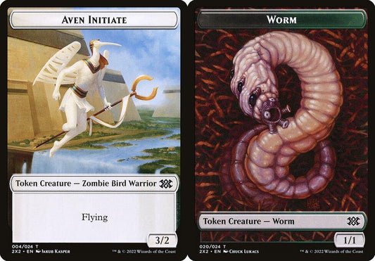 Aven Initiate (004) // Worm (020) Double-Sided Token