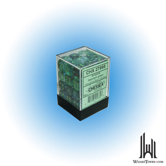 Dice Set - Borealis Kelp / Light Green Luminary 12mm d6 36ct