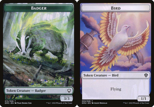 Badger (015) // Bird (002) Double-Sided Token - Foil