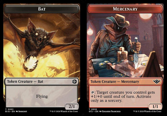 Bat (0001) // Mercenary (0010) Double-Sided Token - Foil