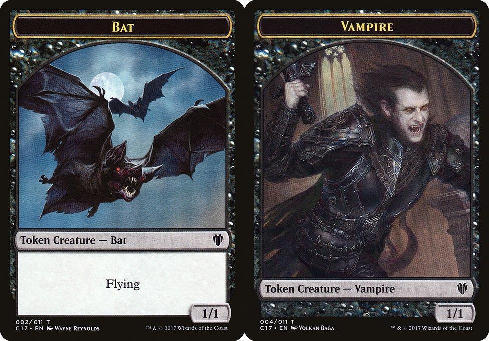 Bat (002) // Vampire (004) Double-Sided Token