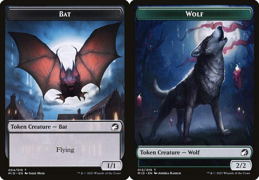 Bat (004) // Wolf (013) Double-Sided Token - Foil