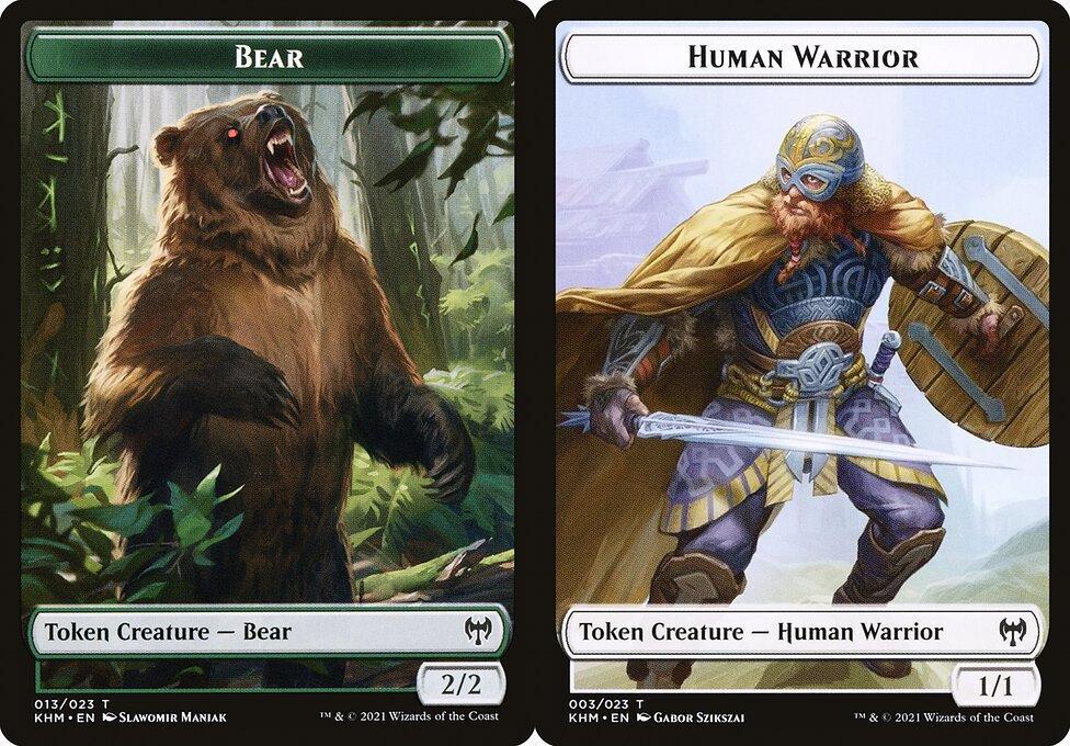 Bear (013) // Human Warrior (003) Double-Sided Token - Foil