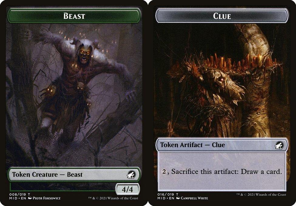 Beast (008) // Clue (016) Double-Sided Token - Foil
