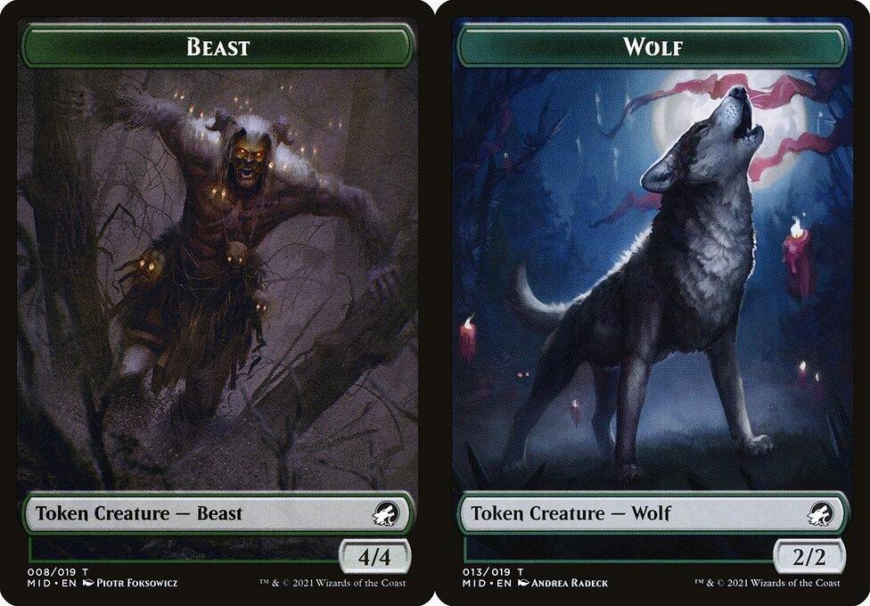 Beast (008) // Wolf (013) Double-Sided Token - Foil