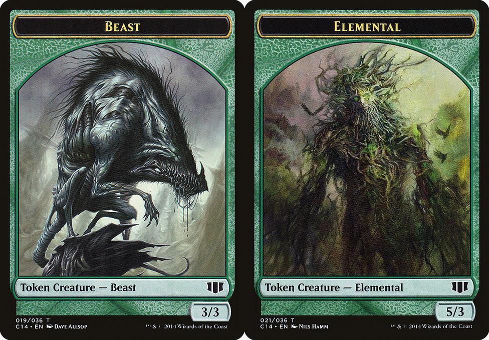 Beast (019) // Elemental (021) Double-Sided Token