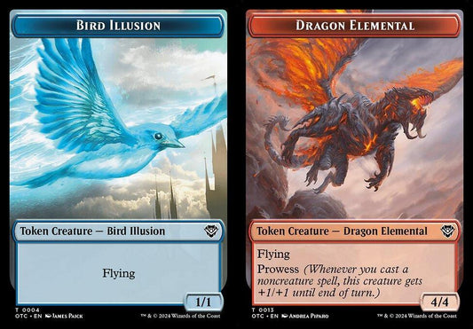 Bird Illusion (0004) // Dragon Elemental (0013) Double-Sided Token