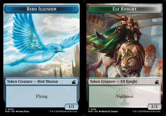 Bird Illusion (0005) // Elf Knight (0015) Double-Sided Token - Foil