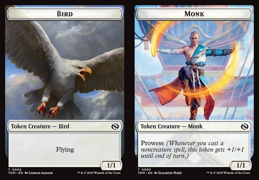 Bird (0002) // Monk (0003) Double-Sided Token - Foil