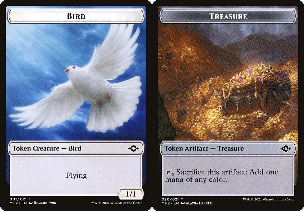 Bird (001) // Treasure (020) Double-Sided Token - Foil