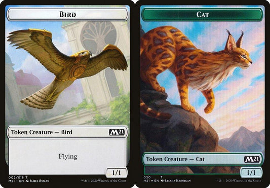 Bird (002) // Cat (020) Double-Sided Token  - Foil