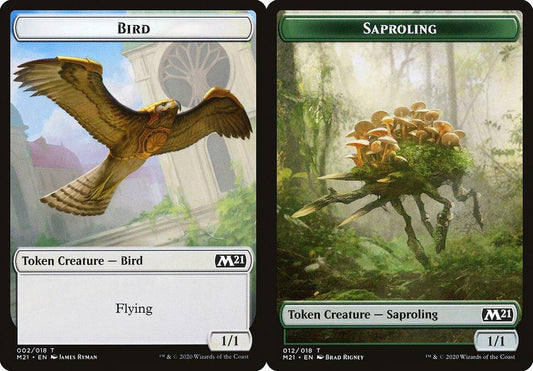 Bird (002) // Saproling (012) Double-Sided Token - Foil