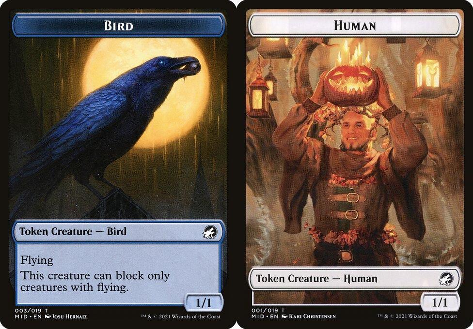 Bird (003) // Human (001) Double-Sided Token - Foil