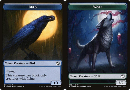 Bird (003) // Wolf (013) Double-Sided Token - Foil