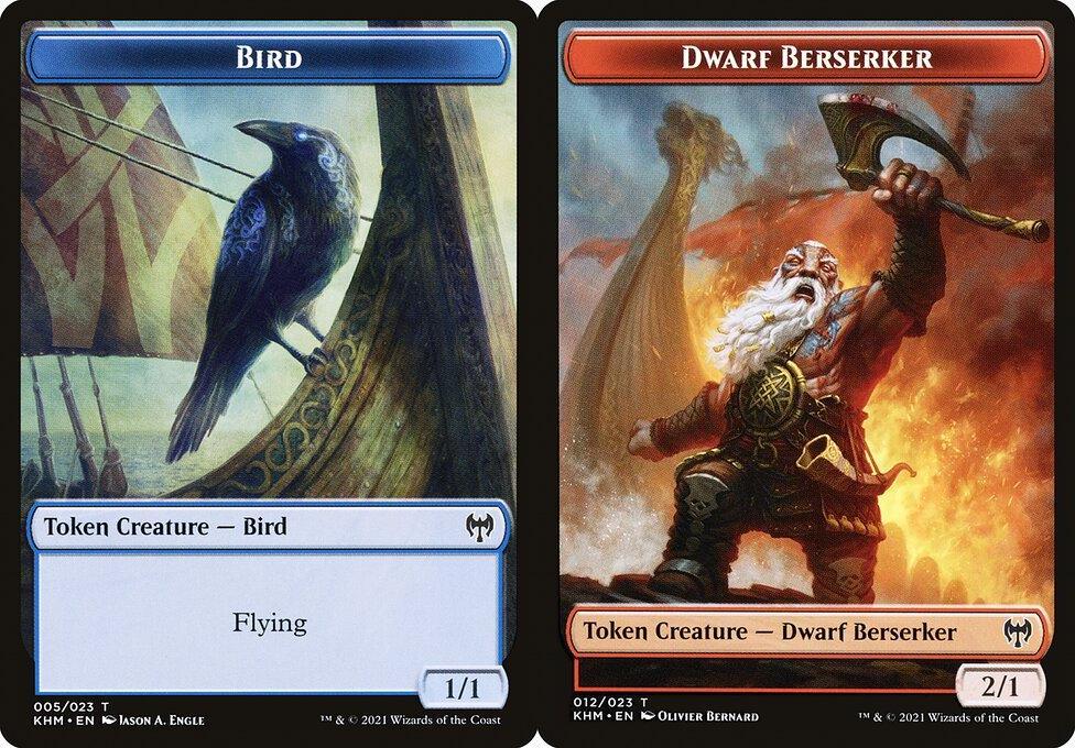 Bird (005) // Dwarf Berserker (012) Double-Sided Token - Foil