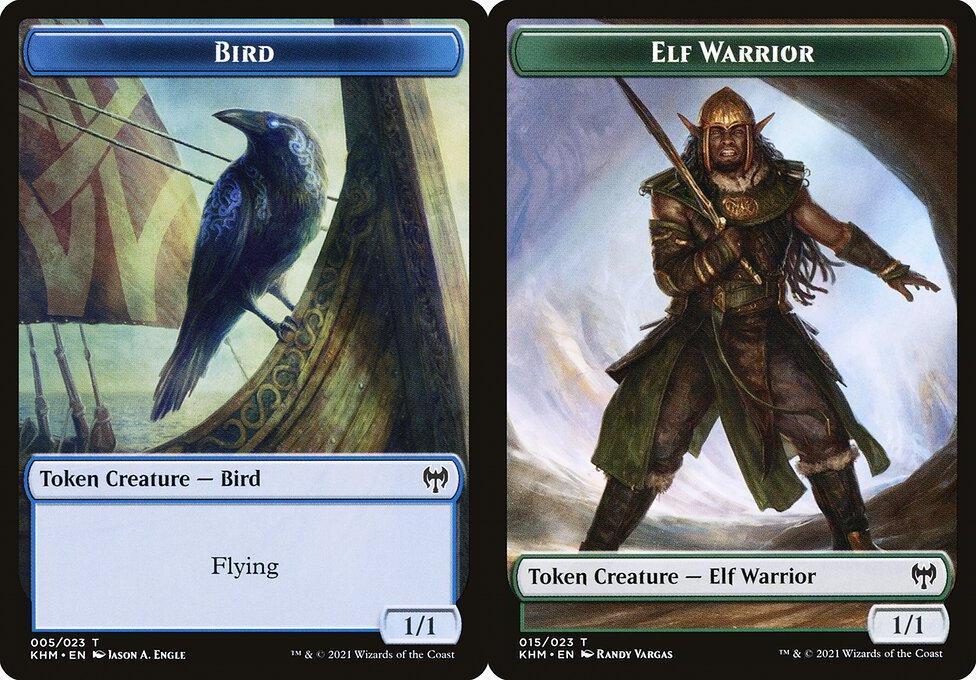 Bird (005) // Elf Warrior (015) Double-Sided Token - Foil