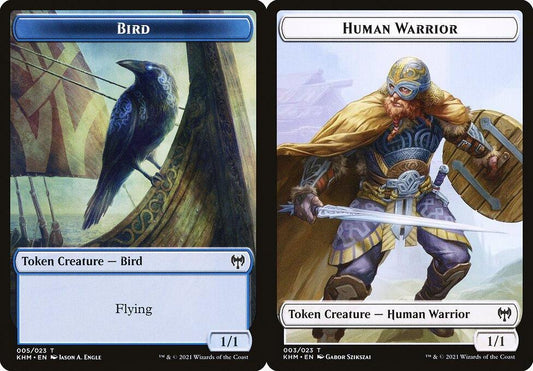Bird (005)  // Human Warrior (003) Double-Sided Token - Foil