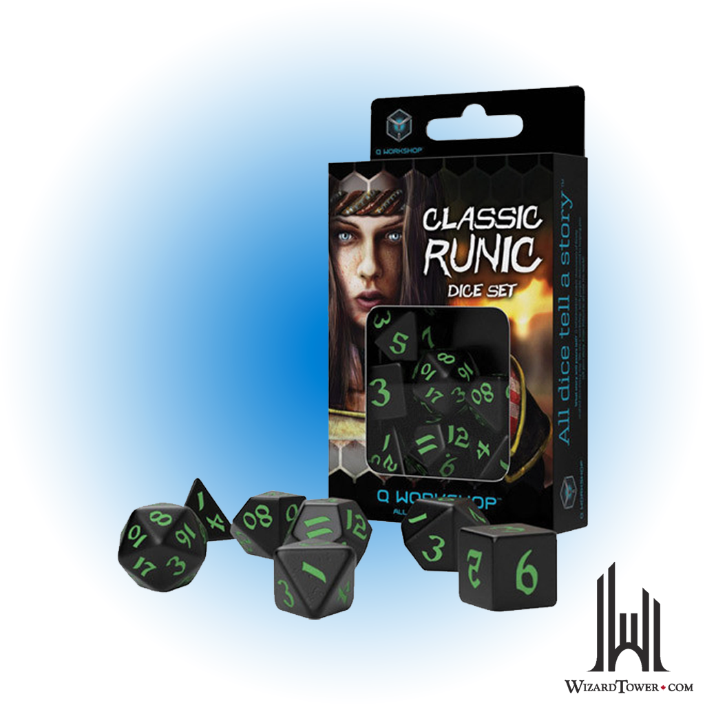 Dice Set - Runic Black / Green 7ct
