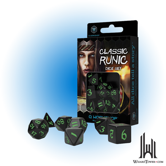 Dice Set - Runic Black / Green 7ct