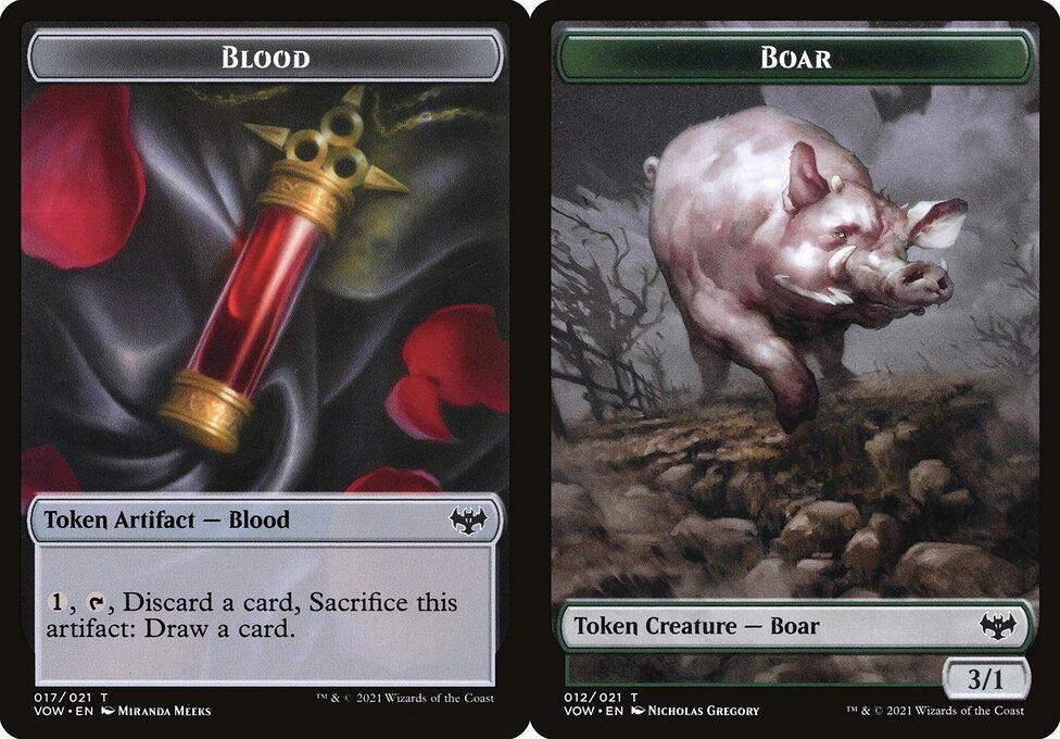Blood (017) // Boar (012)  Double-Sided Token - Foil