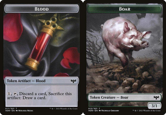 Blood (017) // Boar (012)  Double-Sided Token - Foil