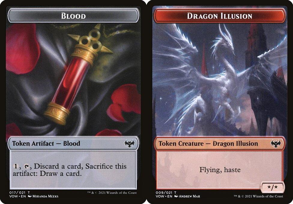 Blood (017) // Dragon Illusion (009) Double-Sided Token - Foil