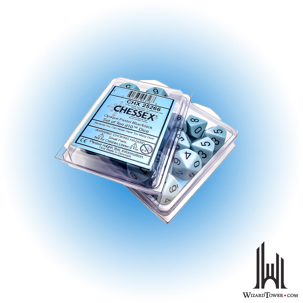 Dice Set - Opaque Pastel Blue / Black d10 10ct