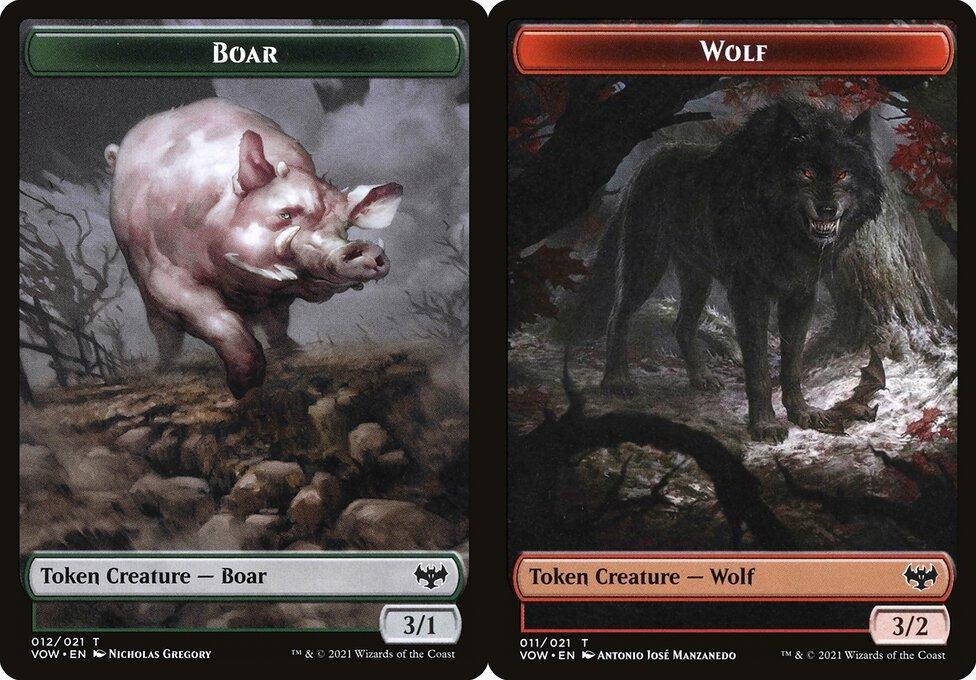Boar (012) // Wolf (011) Double-Sided Token - Foil
